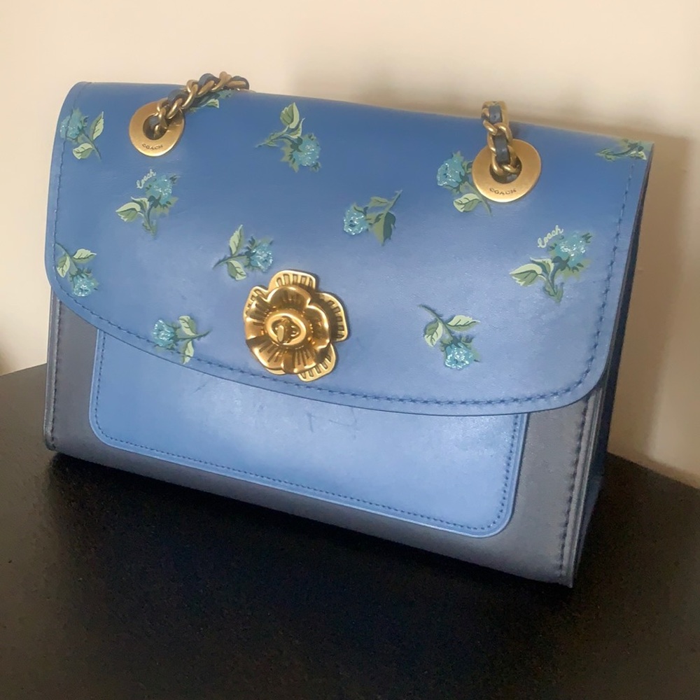 Coach Satchel Small Floral Print Leather Handbag